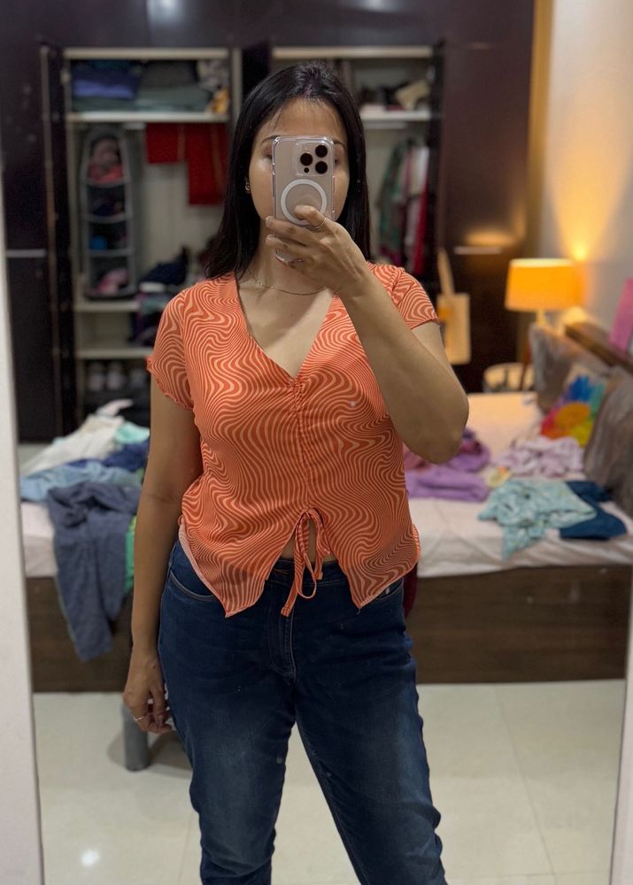 Orange Printed Top M size - Westside