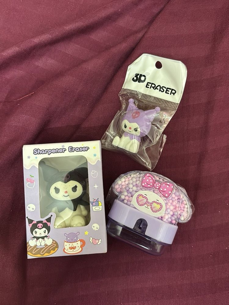 Cute Kuromi Eraser &amp; Sharpener Set