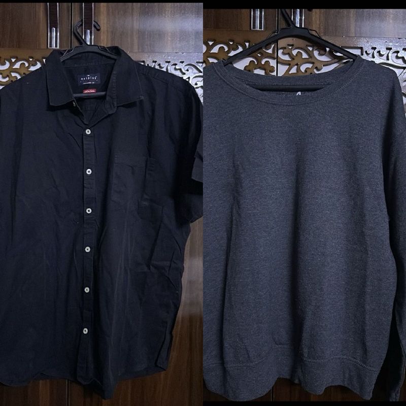 COMBO OF 2: Grey sweatshirt &amp; Black shirt
