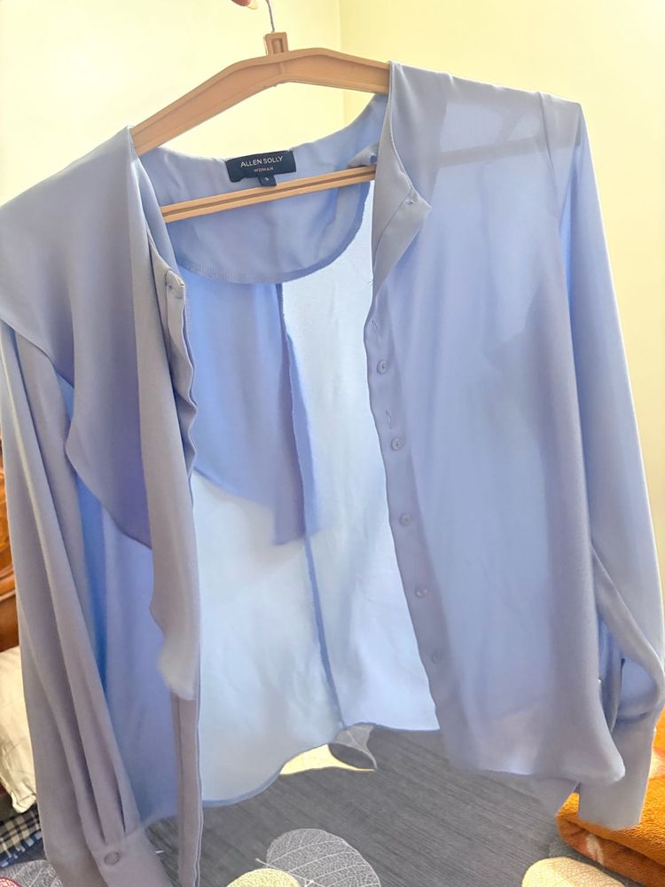 Stylish Light Blue Button-Up Top