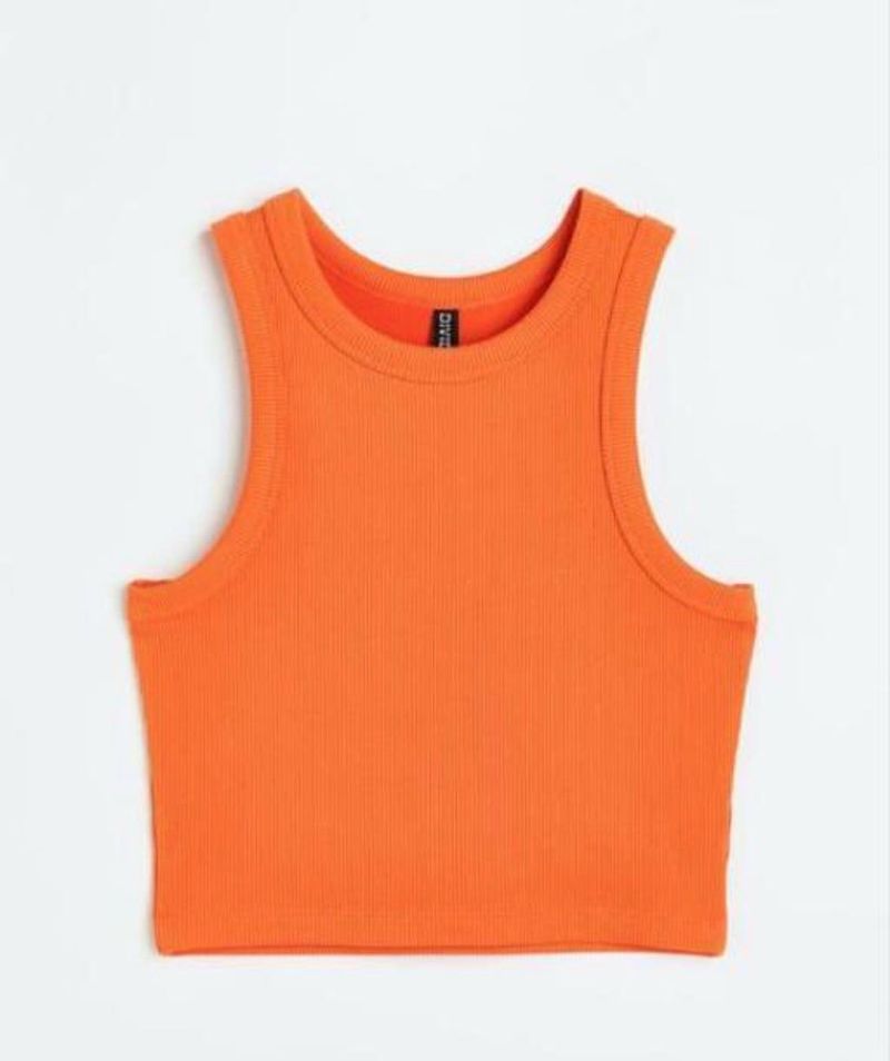 last prices Orange Ribbed Tank Top