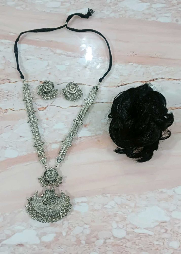 Combo of Oxidized Necklace Set and Hair Bun