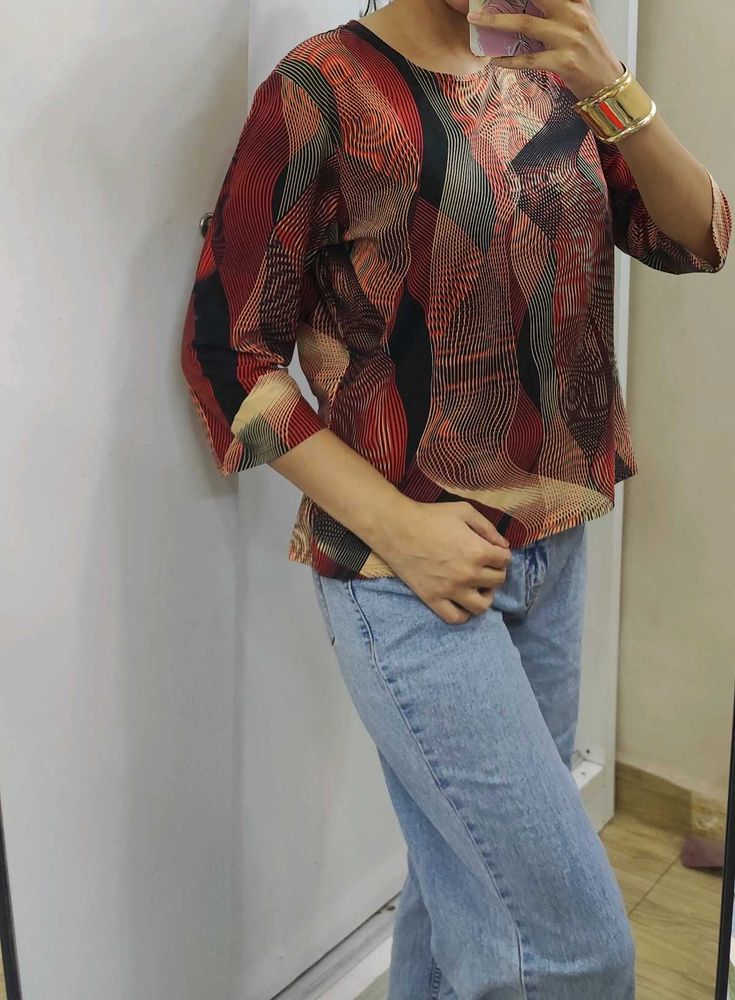H&amp;M Unique Abstract Print Top - L