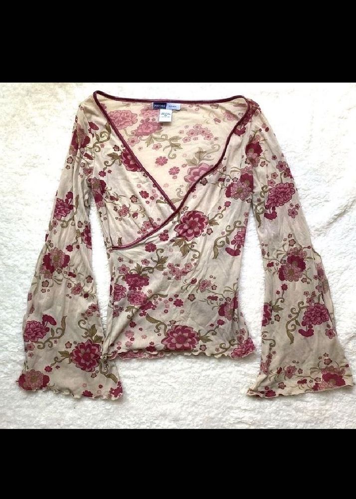 Floral Bell Sleeve Wrap Top