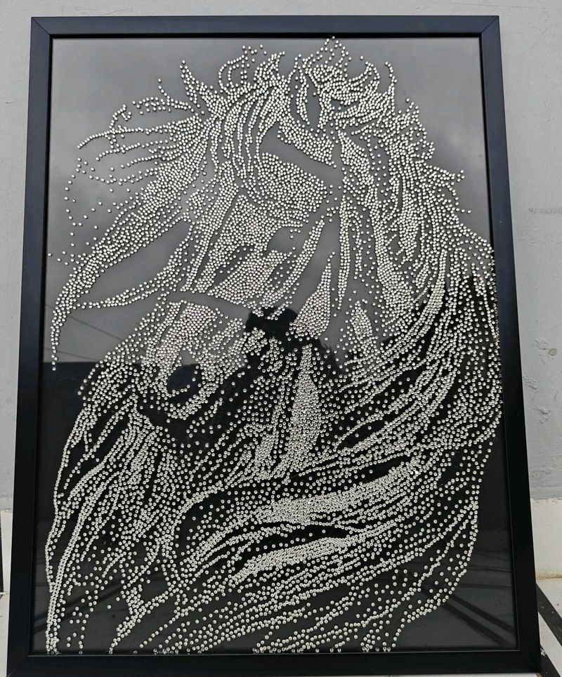 Handmade Rhinestone Horse Wall Art Black Framed
