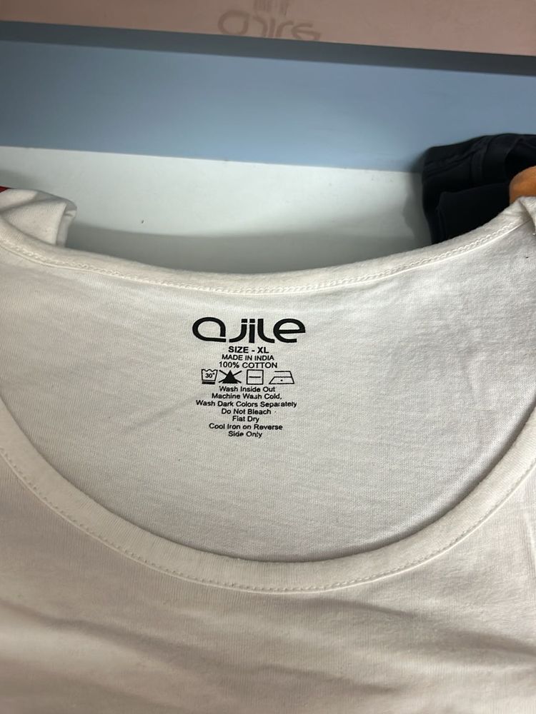 Ajile White Cotton T-Shirt
