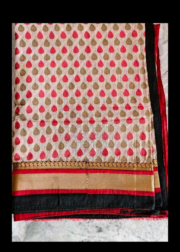 Elegant Printed Saree with Gold Border