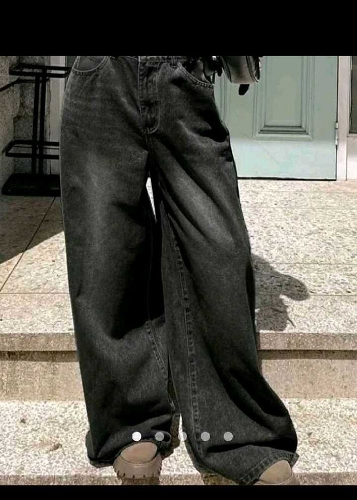 Wide Leg Washed Denim Jeans