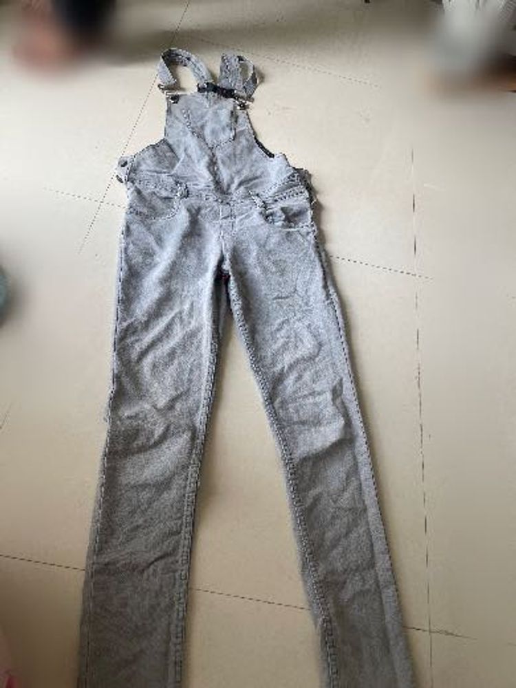 Women's Grey Denim Dungree Overalls