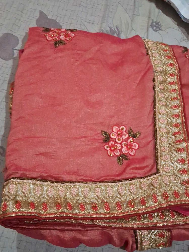Elegant Embroidered Silk Saree