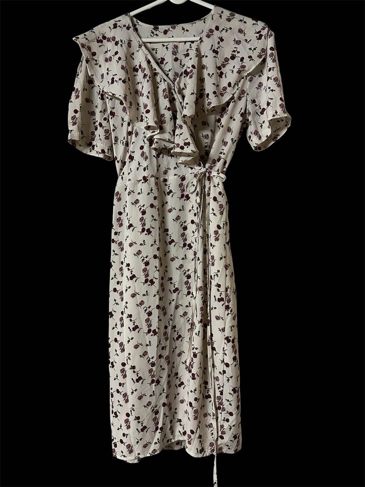 Floral Wrap Midi Dress