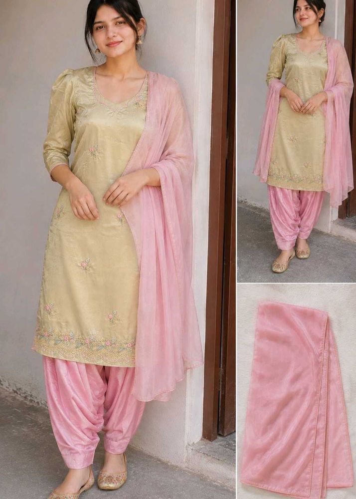 Pathani suit cream and pink colour best soft silky