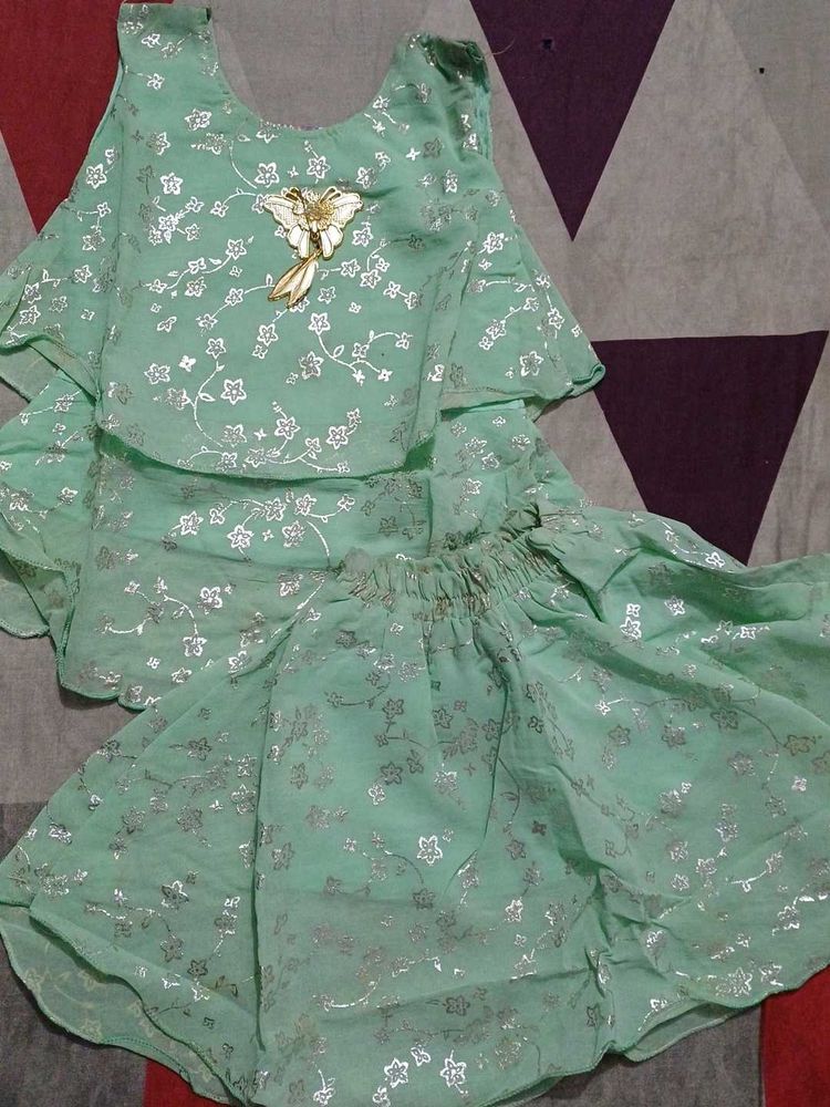 Girls Mint Green  Skirt Set