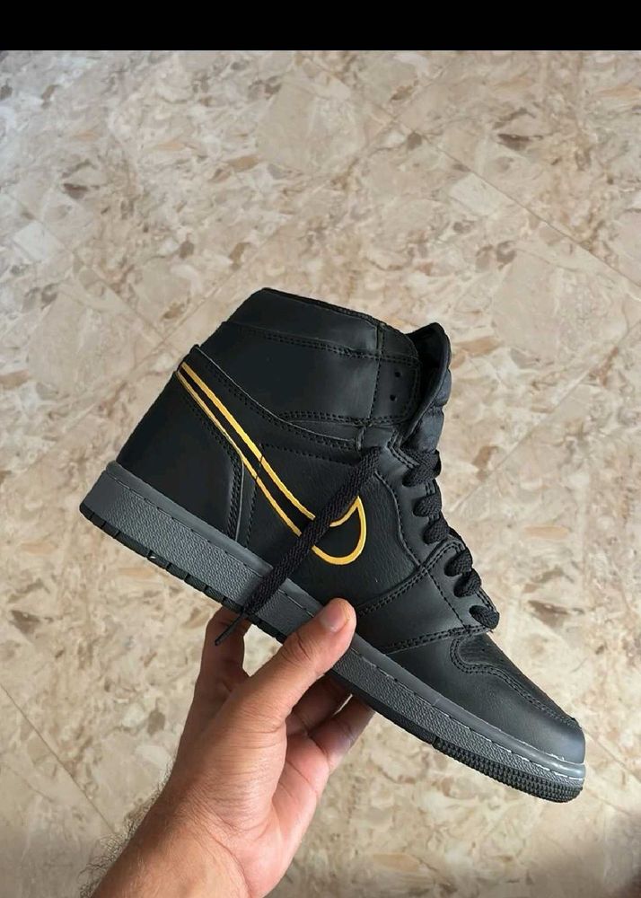 Men's Black &amp; Gold High-Top Sneakers