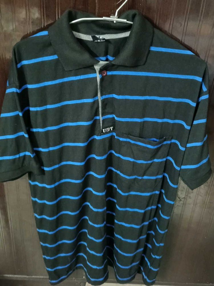 Smart striped Black n Blue Tshirt