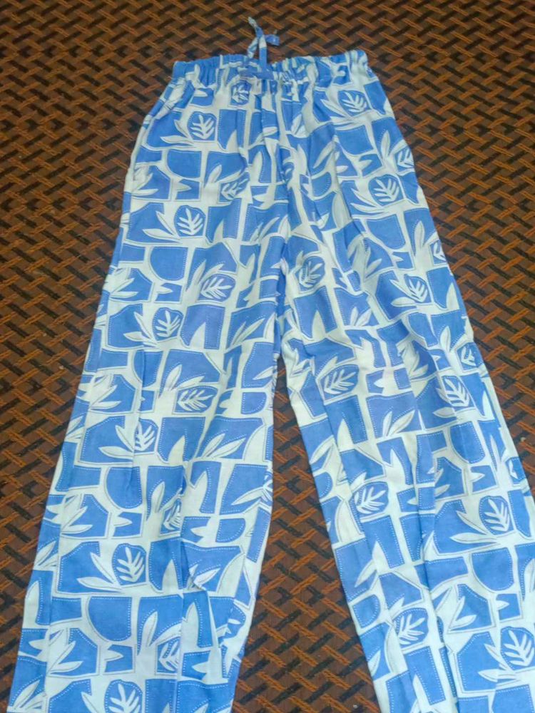 Boho Blue &amp; White Wide Leg Lounge Pants