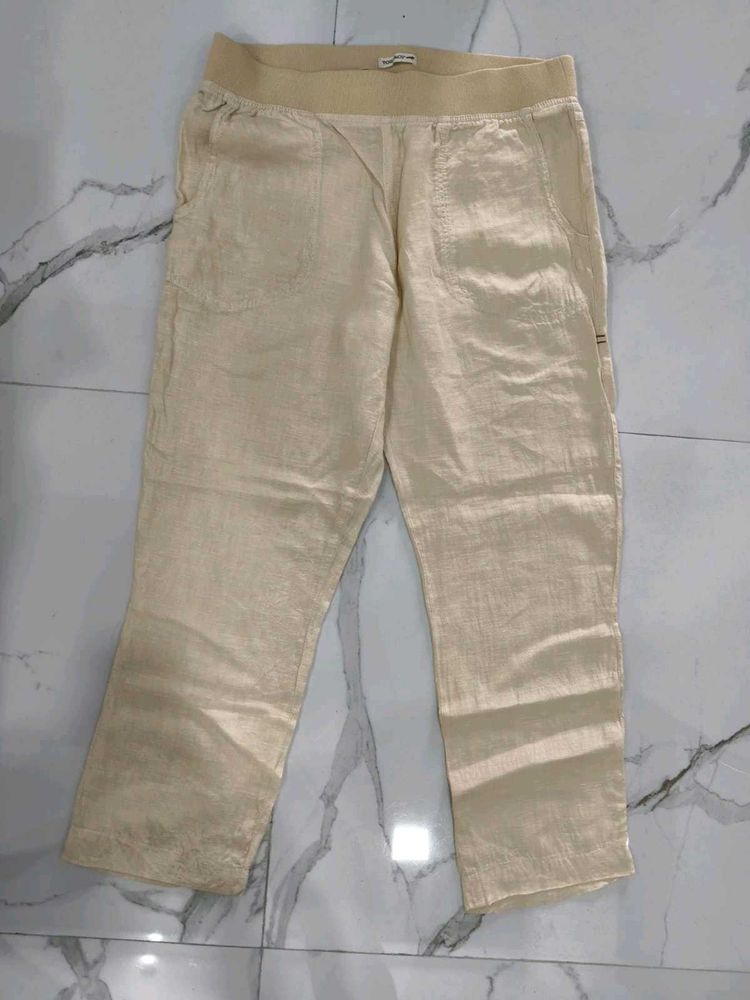 Linen Blend Cropped Pants