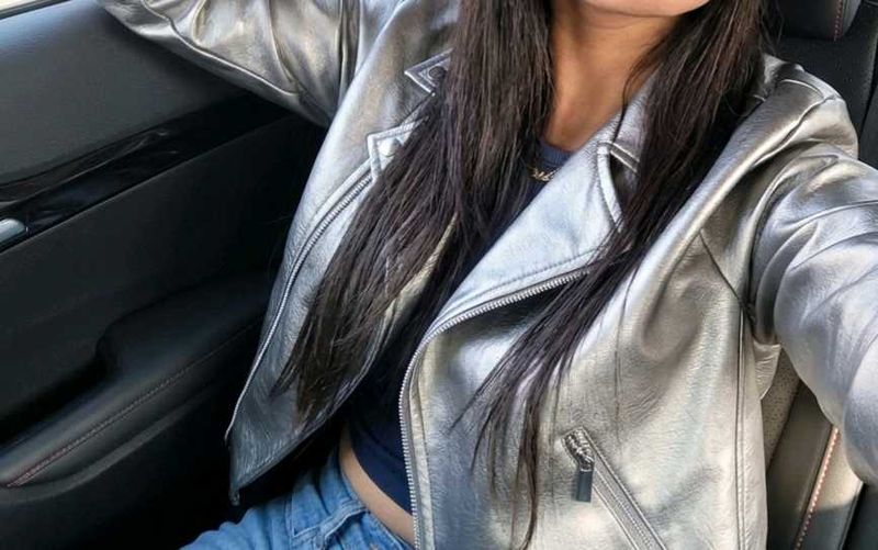 WestSide -Silver Faux Leather Biker Jacket ,