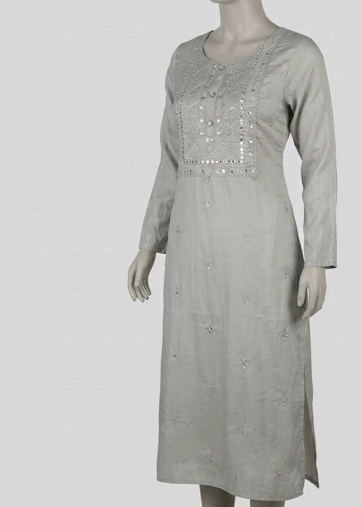 Elegant Grey Kurta with Mirror Work