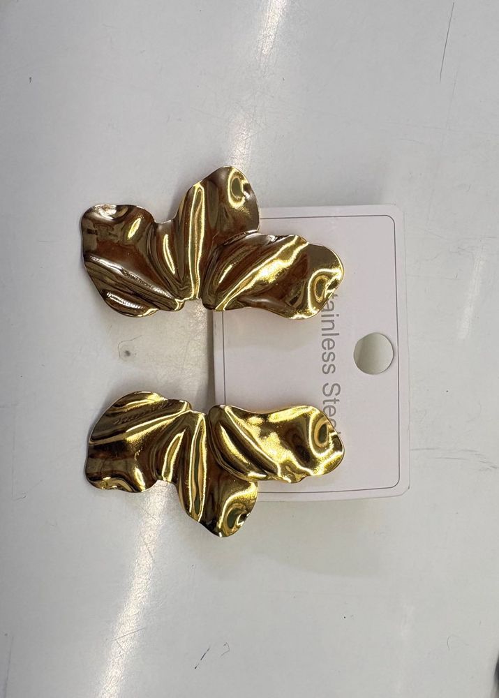 ANTI TARNISH Chic Gold Tone Abstract Earrings