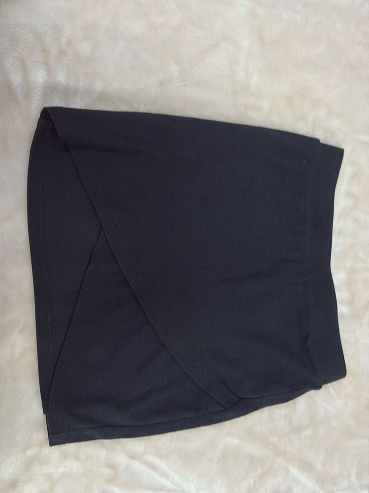 Stylish Black Wrap Mini Skirt