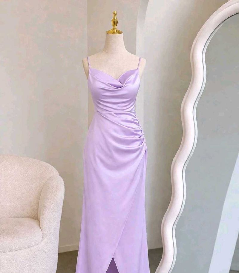 LAVENDER SATIN MIDI DRESS
