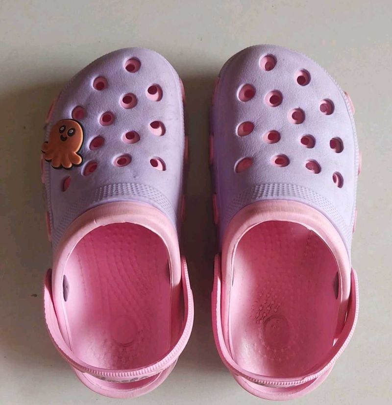Kids 7-8.5 years girls cute Purple &amp; Pink Clogs