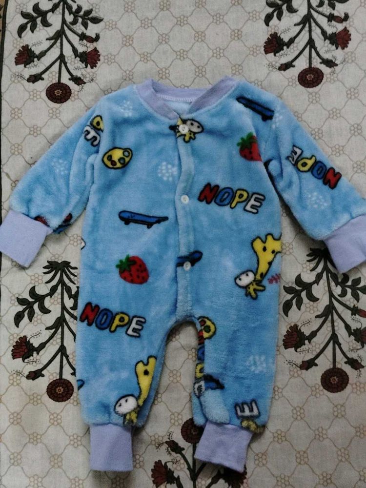 Cute Baby Blue Fleece Onesie