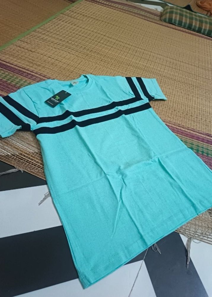 Aqua Blue Striped T-Shirt