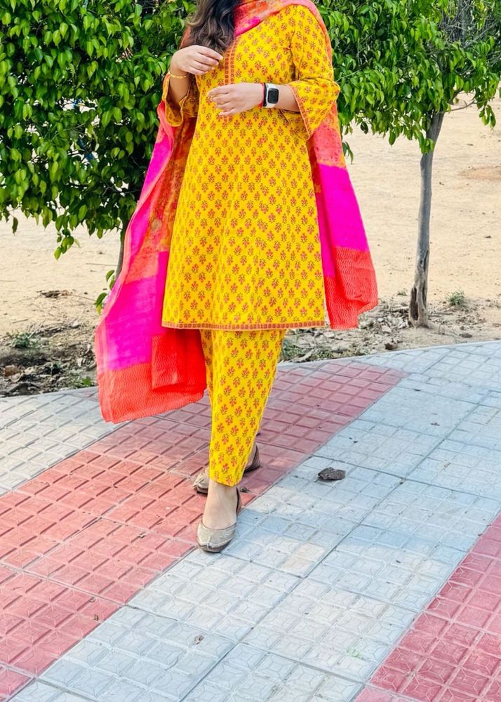 Vibrant Yellow Kurta and Pakistani salwar