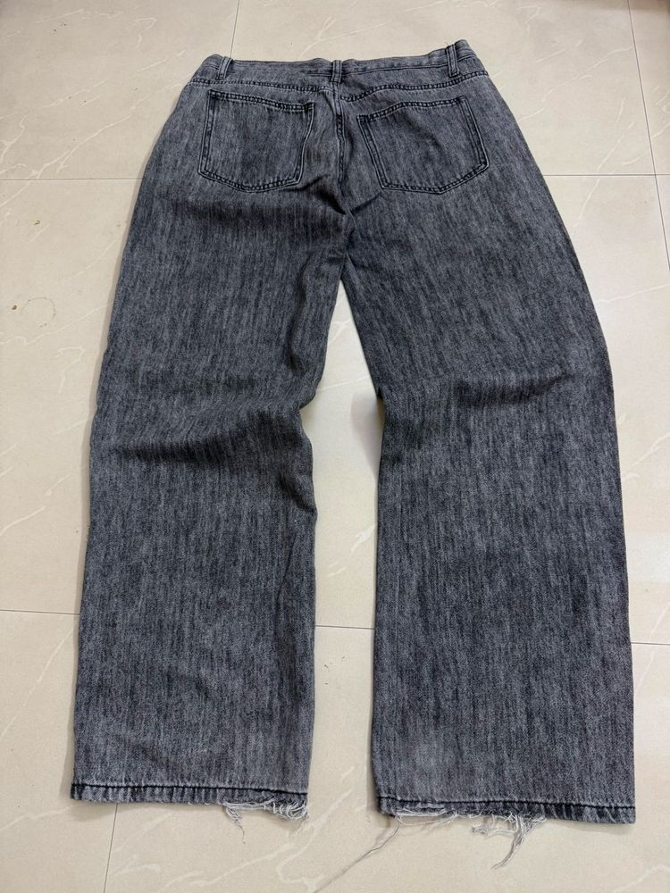 Grey Wide Leg Jeans
