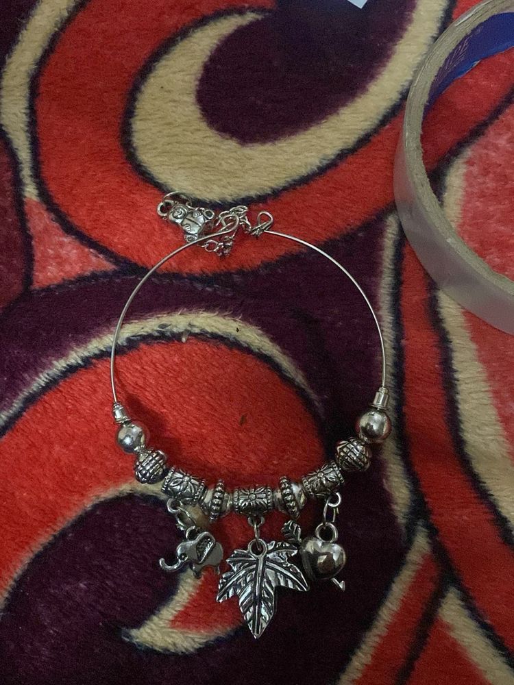 Silver Tone Charm Bangle