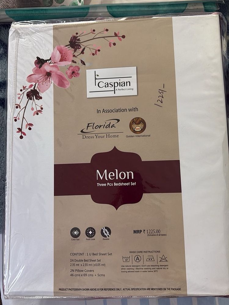 Caspian Melon 3 Pcs Bedsheet Set