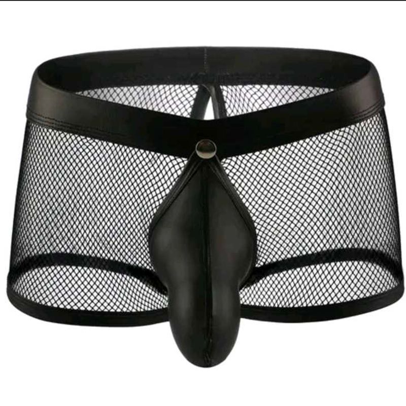 Men's Mesh &amp; Faux Leather Briefs