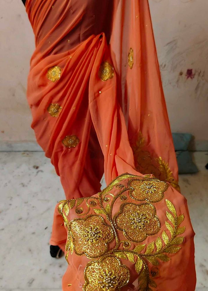 pure chiffon saree with aari tari zari work 😍🔥