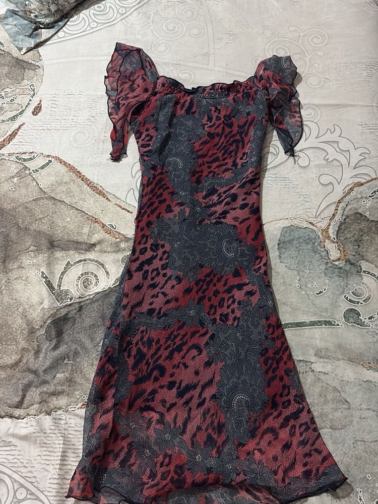 Sheer Animal Print Midi Dress