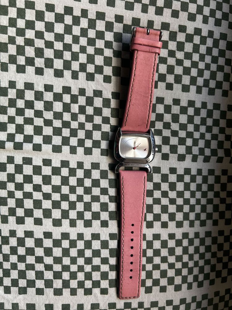 Pink Leather Strap Watch