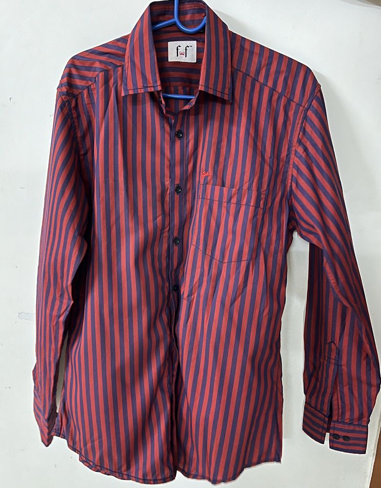Maroon Shirt With Purple Stripes