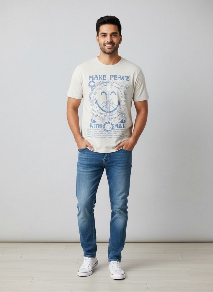 Vintage Peace &amp; Smiley Graphic Tee