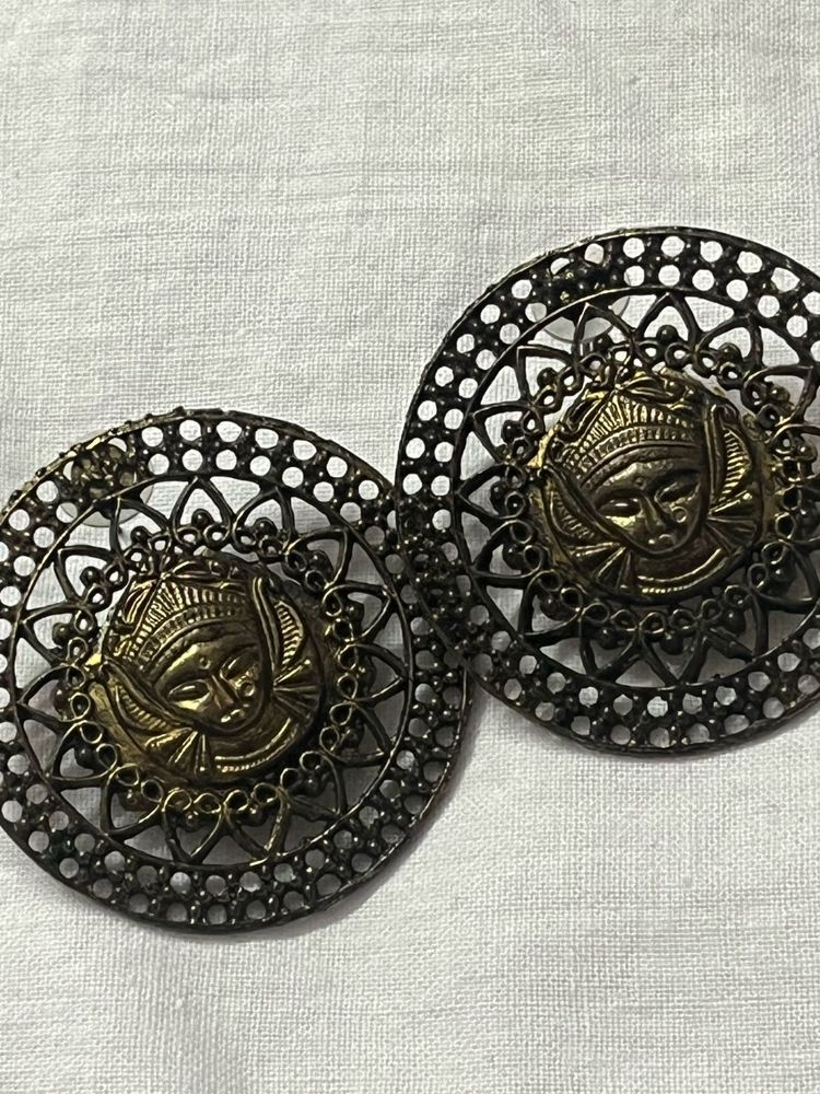 Ethnic Oxidized Earrings with Goddess Face