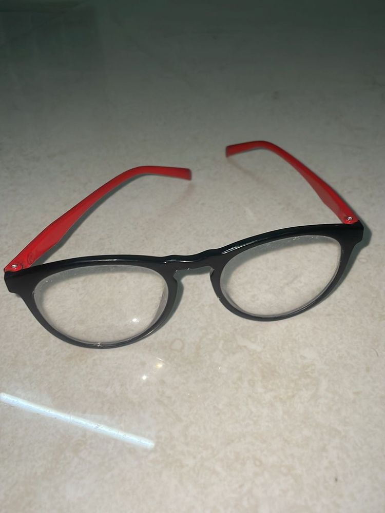 Stylish Black Glasses with Red Accents