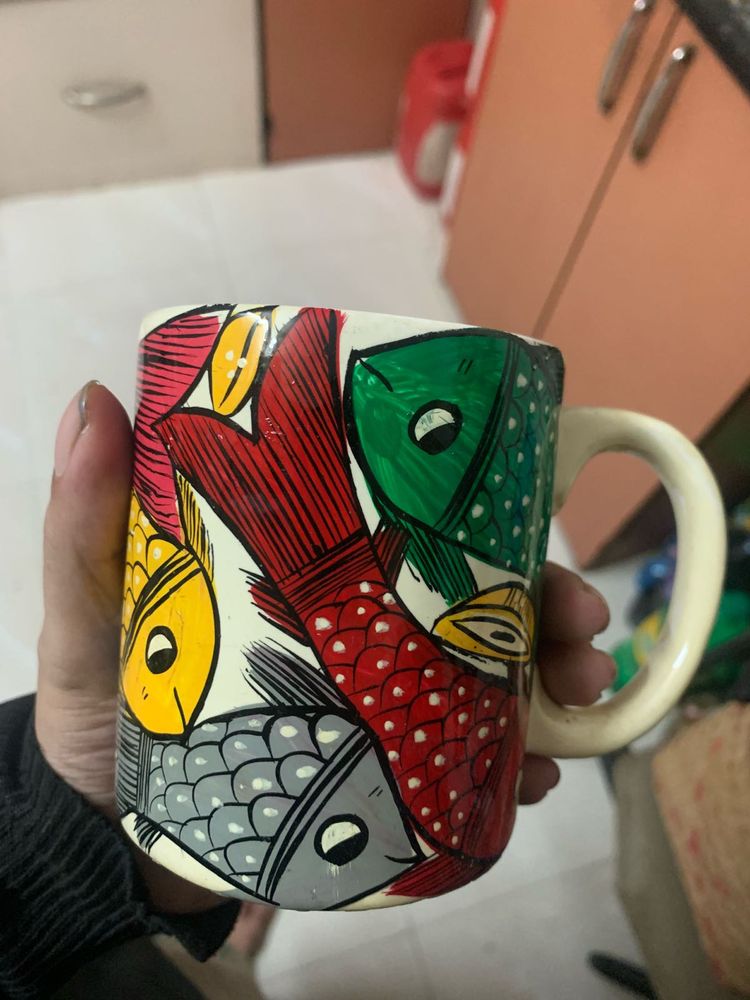 Hand-painted Fish Design Ceramic Mug