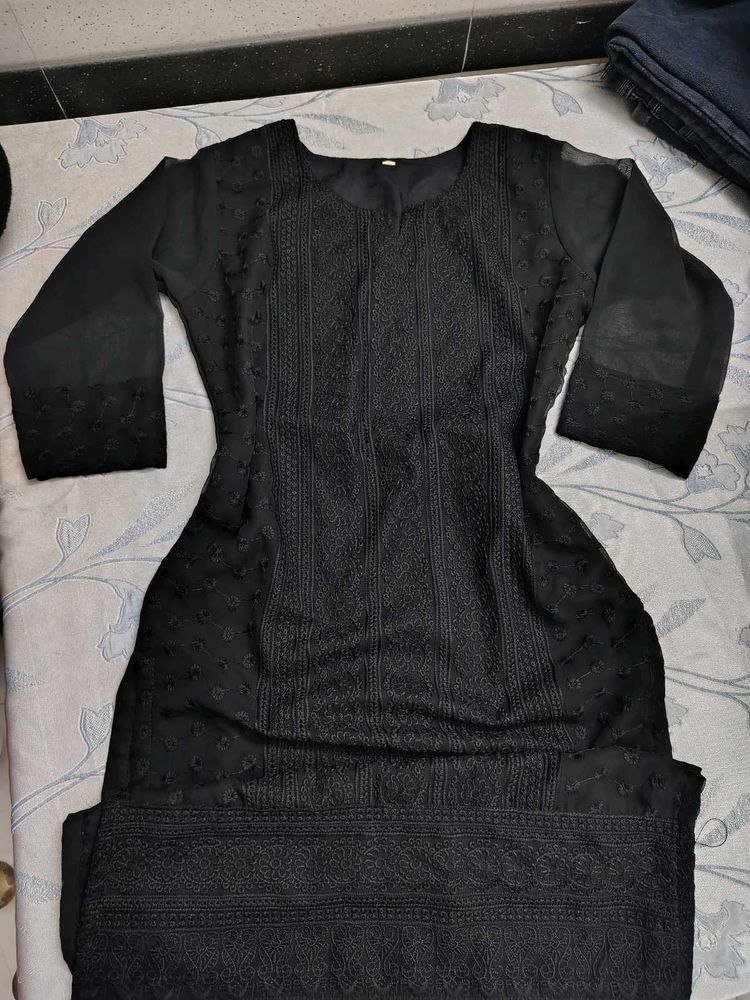 Elegant Black Chikankari Kurta