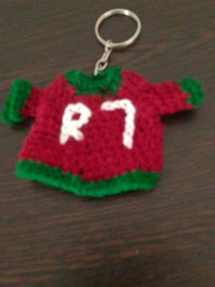 Crocheted Football Jersey Keychain