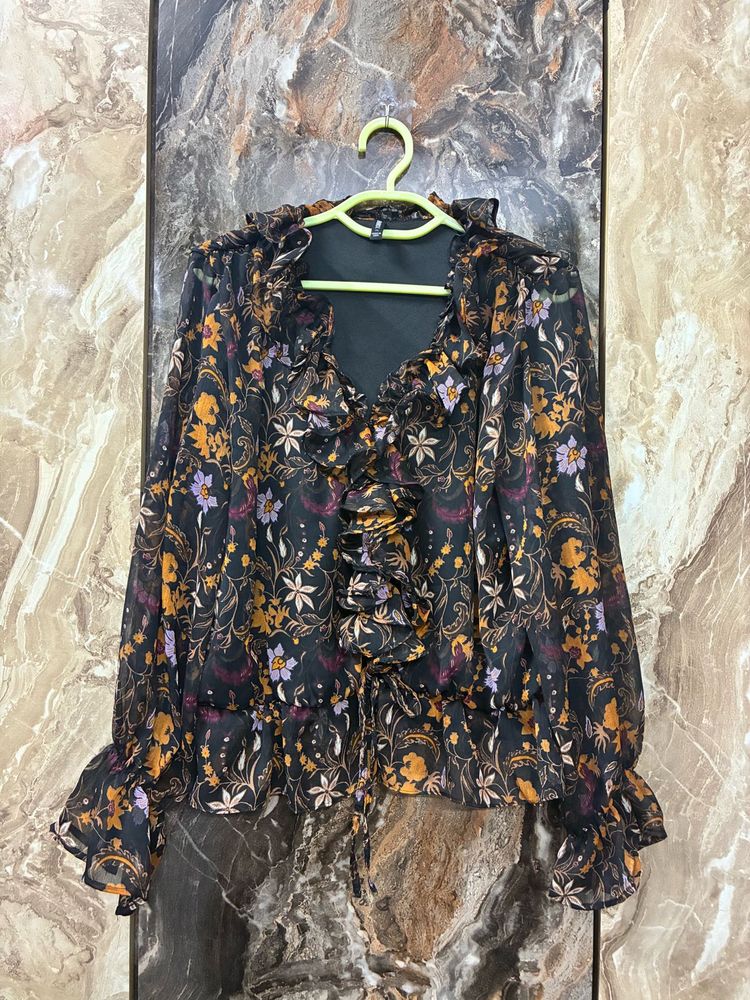 Vintage Floral Ruffle Blouse+combos