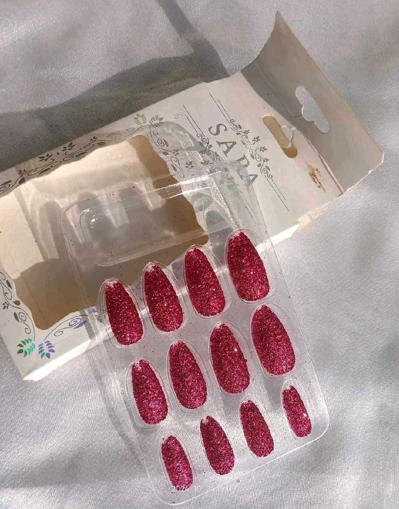 Sparkling Pink Almond Press-On Nails