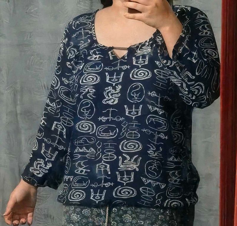 Boho Print Long Sleeve Top