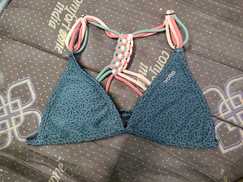 Stylish Blue Printed Bikini Top
