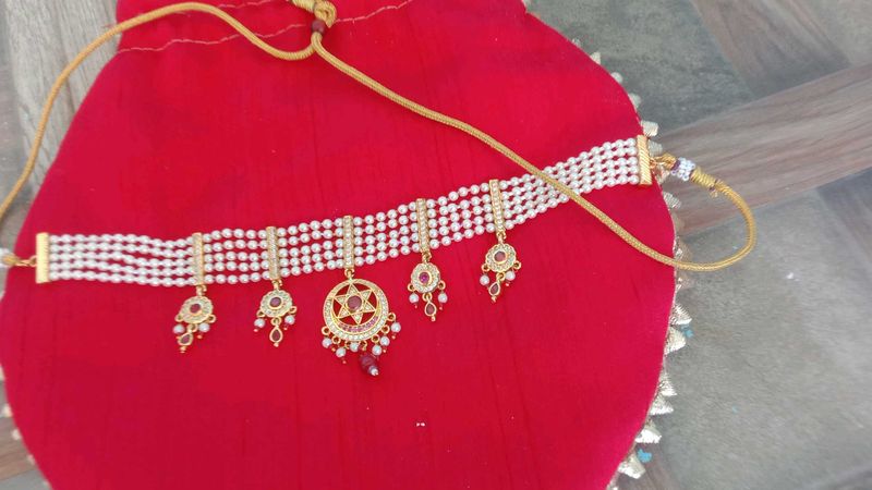 high quality Stunning Pearl &amp; Stone Choker Set