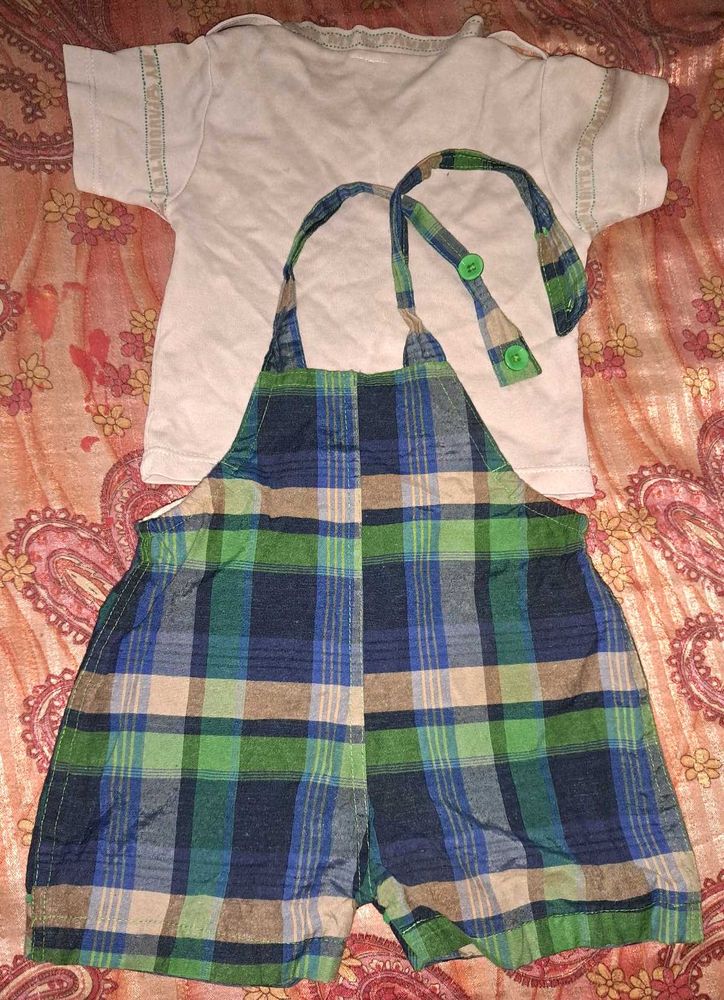 Baby Girls Plaid Overalls &amp; T-Shirt Set